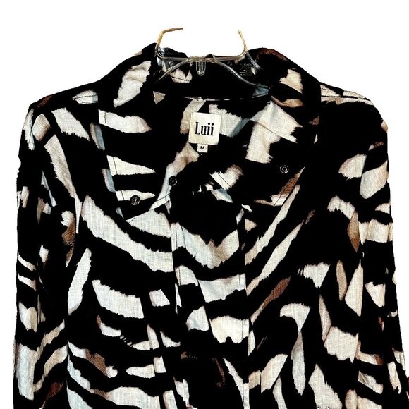 Luii Anthropologie Animal-Print Linen Jacket High-Low Safari Boho Eco-Friendly M - Picture 3 of 8